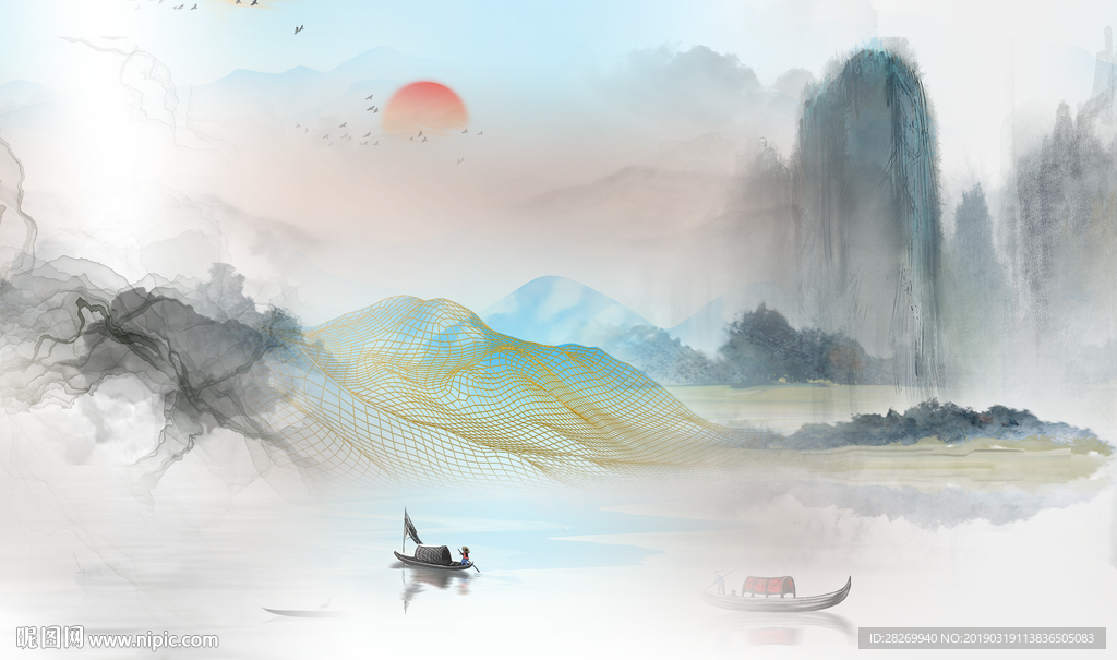 黑白山水