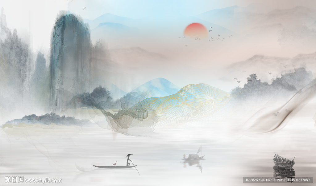 黑白山水