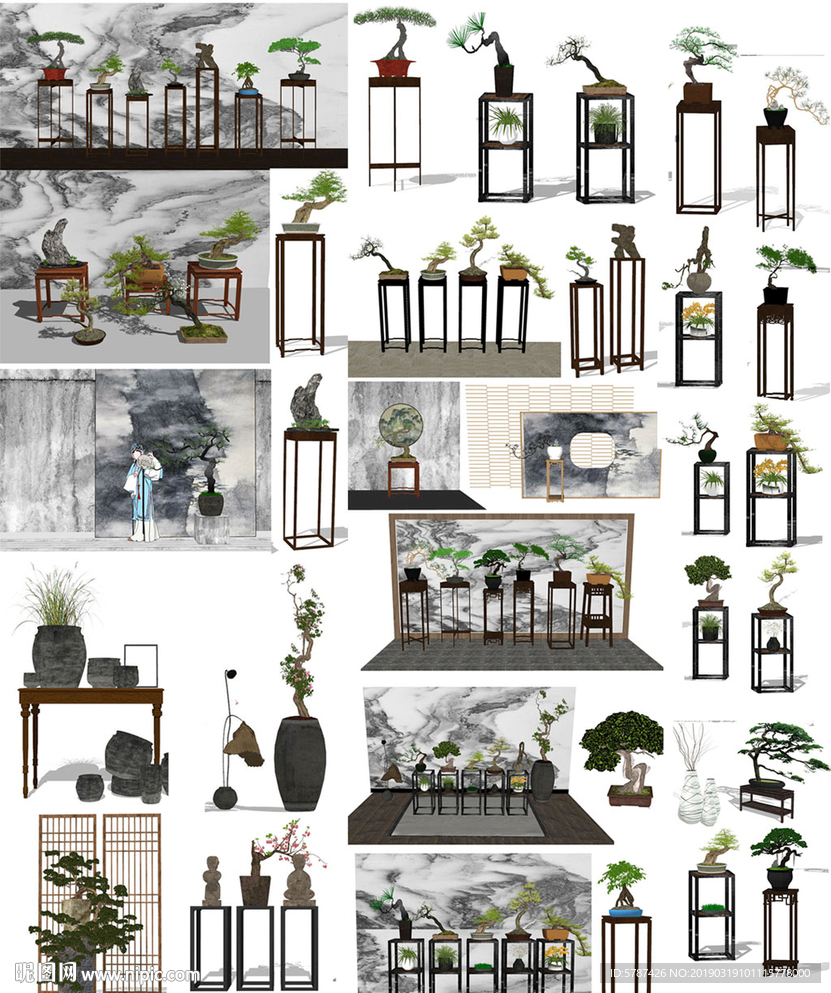 中式家具盆景