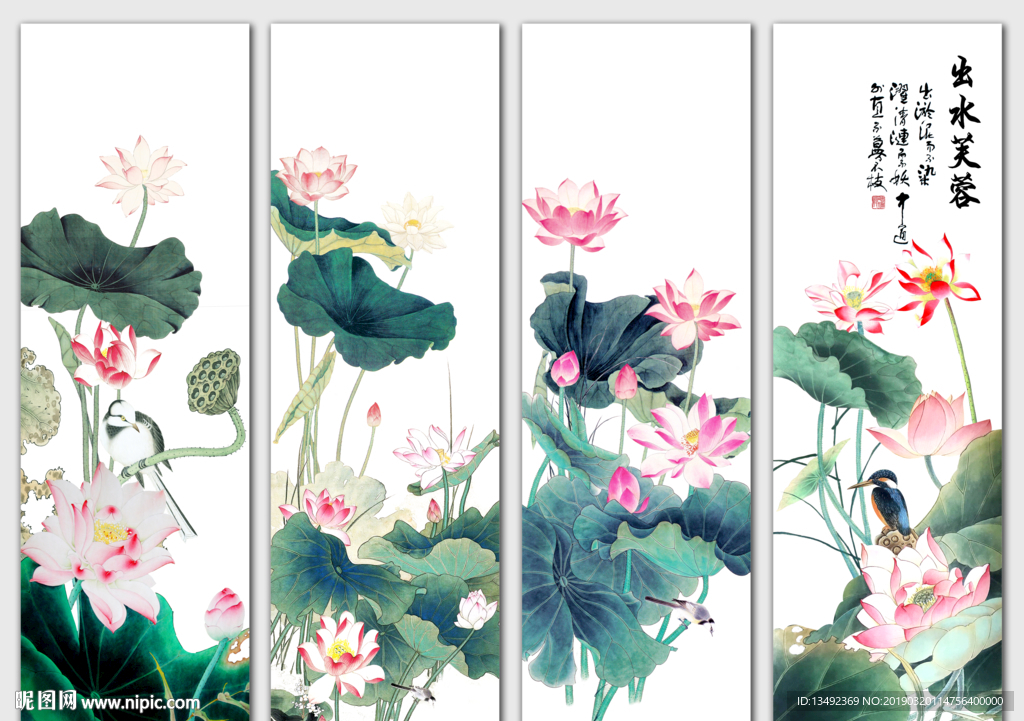 荷花国画