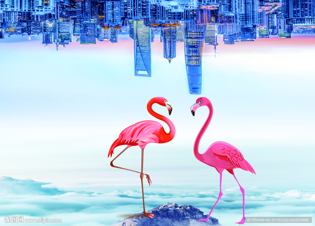 火烈鸟背景墙