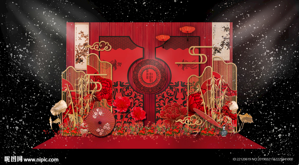 红黑汉唐婚礼迎宾区