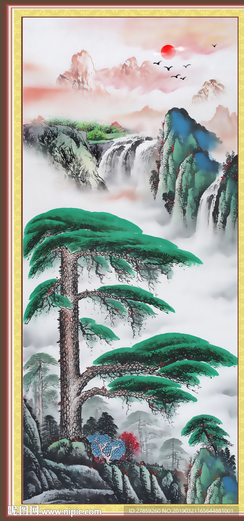 竖幅山水画