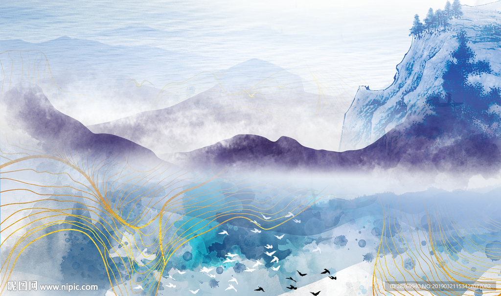 蓝色山水