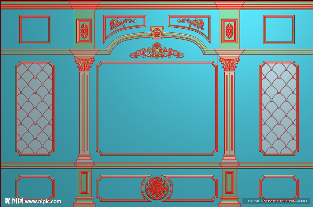 精雕灰度图 洋花 柱头 背景