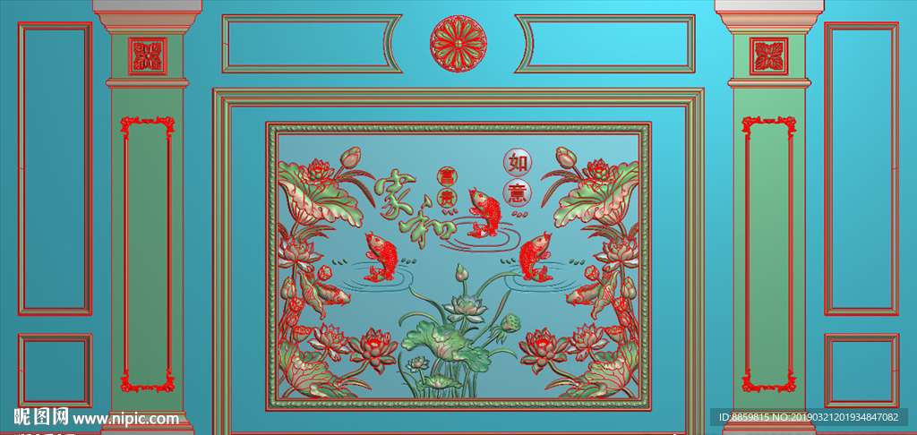 精雕灰度图 洋花 柱头 背景