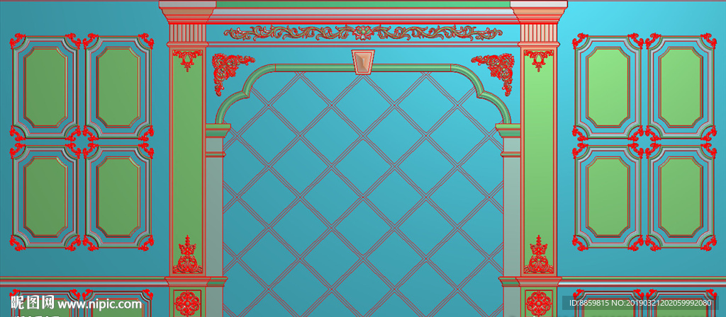 精雕灰度图 洋花 柱头 背景