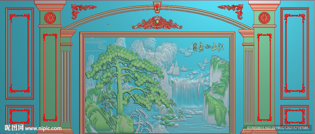 精雕灰度图 洋花 柱头 背景