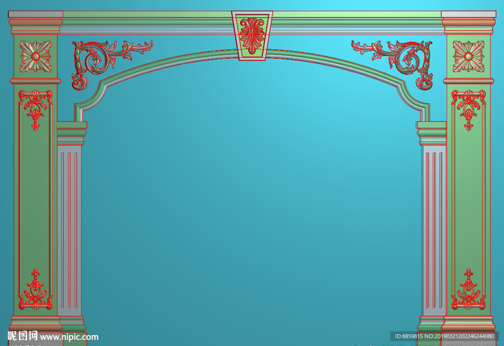 精雕灰度图 洋花 柱头 背景