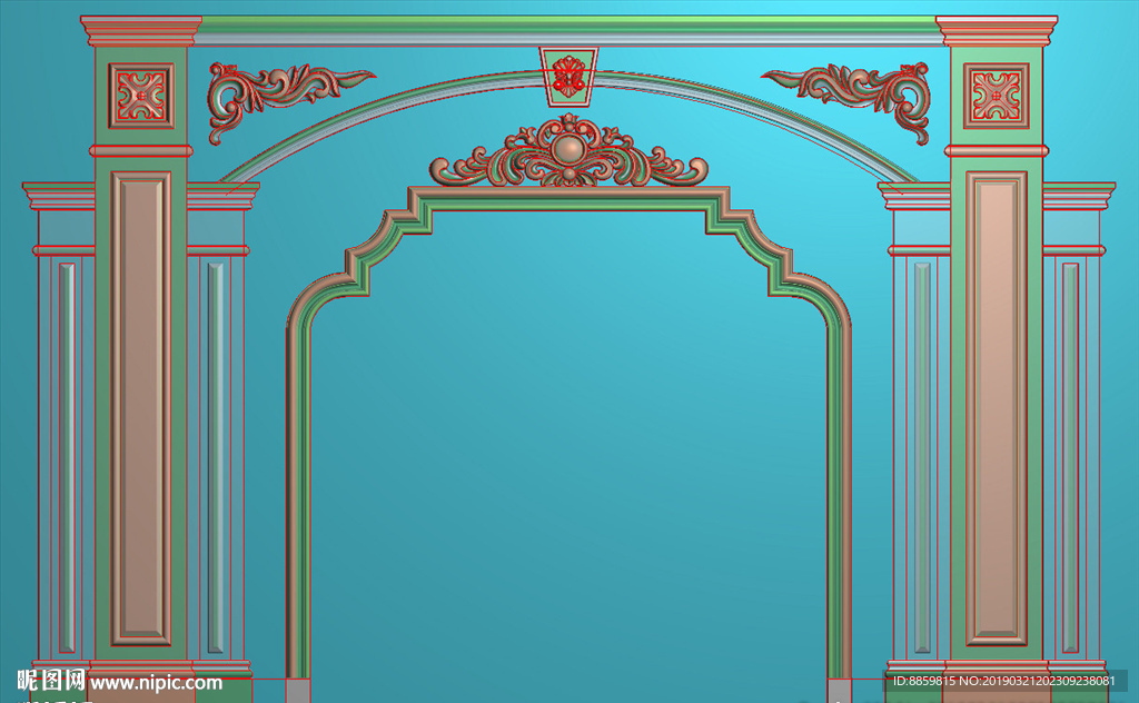 精雕灰度图 洋花 柱头 背景