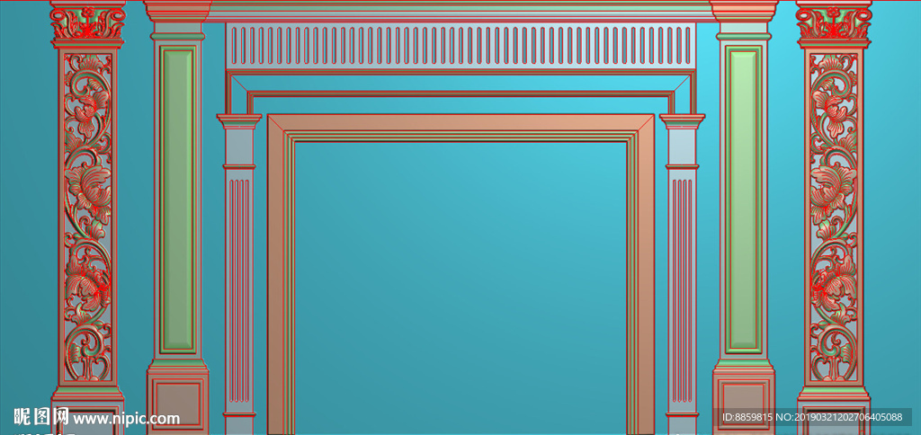 精雕灰度图 洋花 柱头 背景