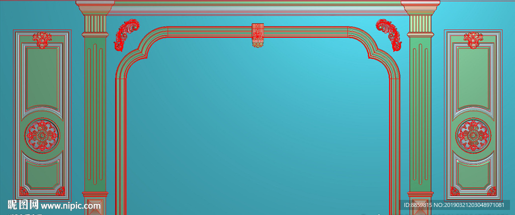 精雕灰度图 洋花 柱头 背景