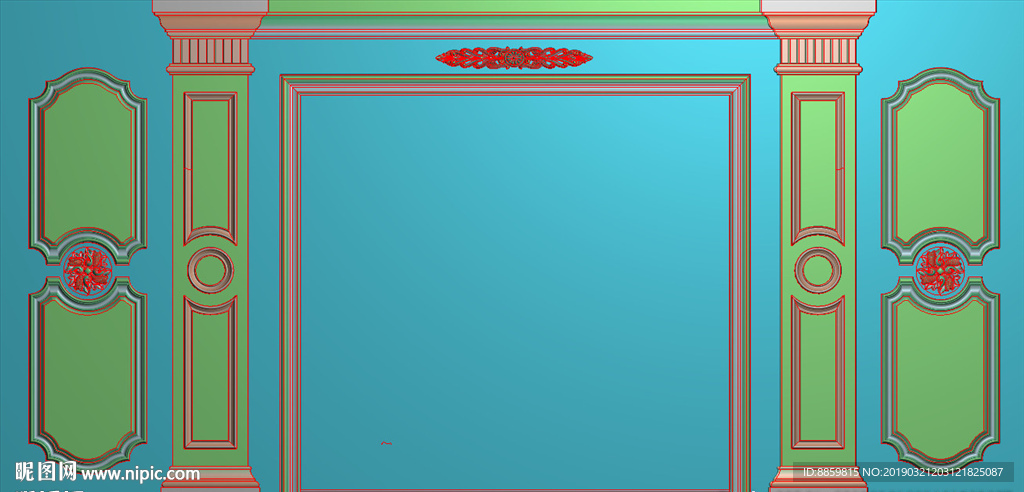 精雕灰度图 洋花 柱头 背景