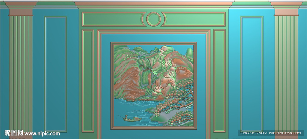 精雕灰度图 洋花 柱头 背景