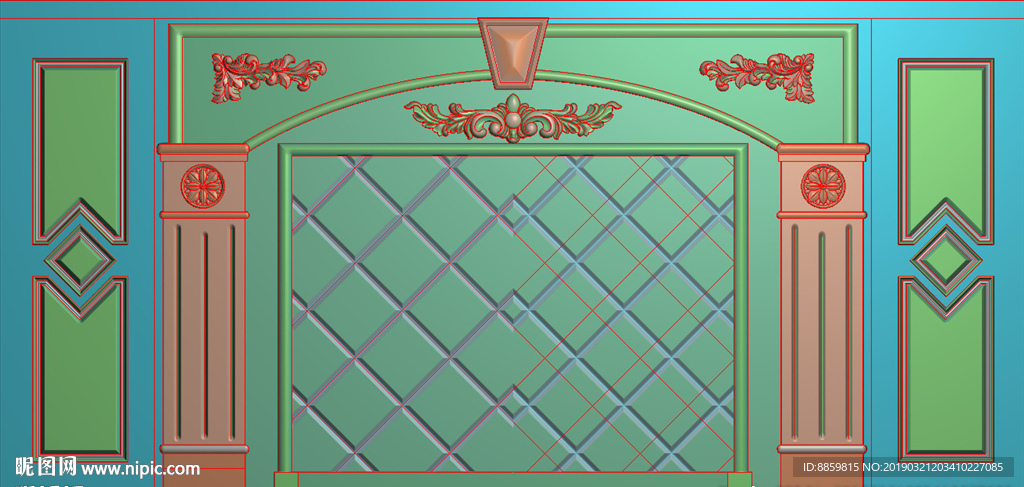 精雕灰度图 洋花 柱头 背景