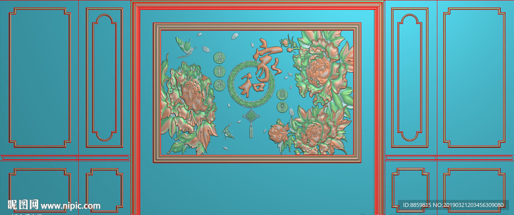 洋花 柱头 背景 浮雕刻