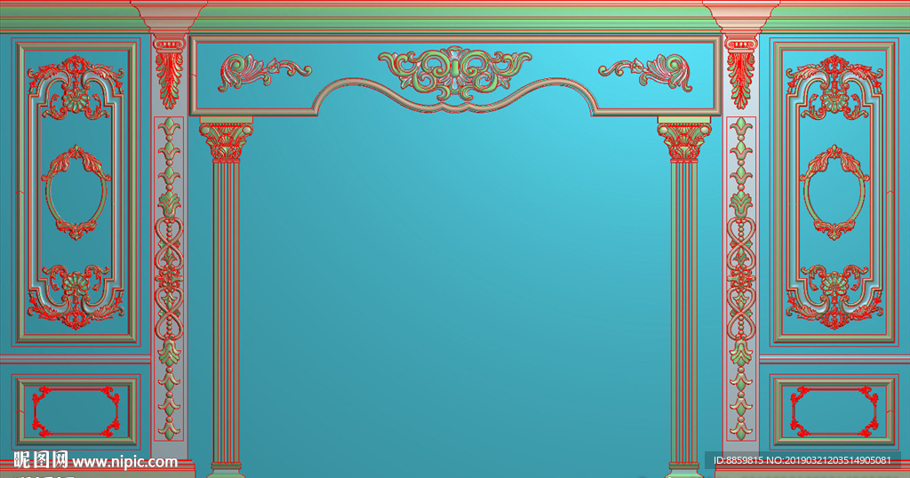 精雕灰度图 洋花 柱头 背景