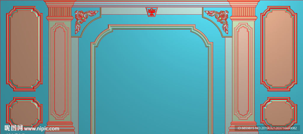 精雕灰度图 洋花 柱头 背景