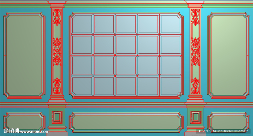 精雕灰度图 洋花 柱头 背景