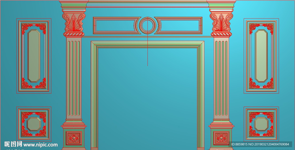 精雕灰度图 洋花 柱头 背景