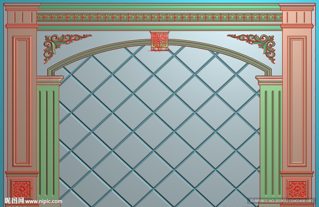 精雕灰度图 洋花 柱头 背景