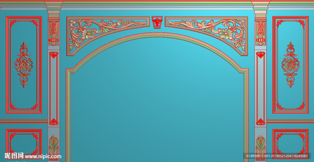 精雕灰度图 洋花 柱头 背景