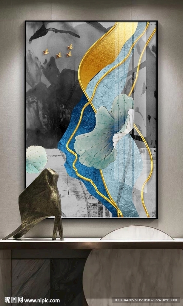 黑白创意抽象轻奢晶瓷画装饰画