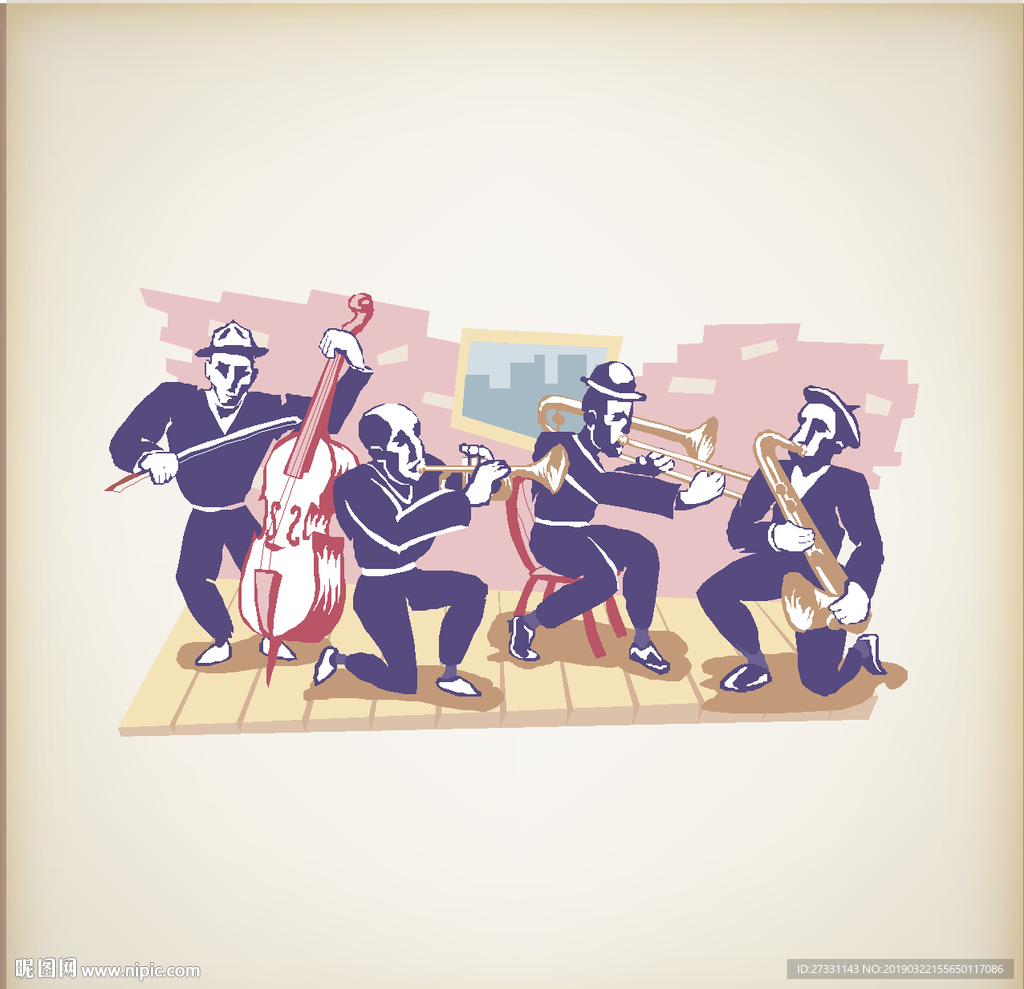 音乐 舞蹈 插画 乐器 壁画