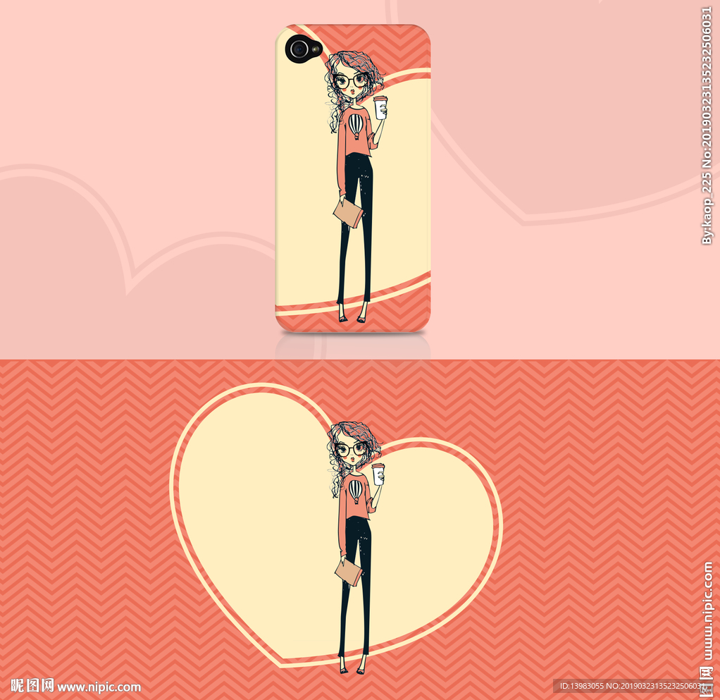流行曲毛女孩手机壳设计