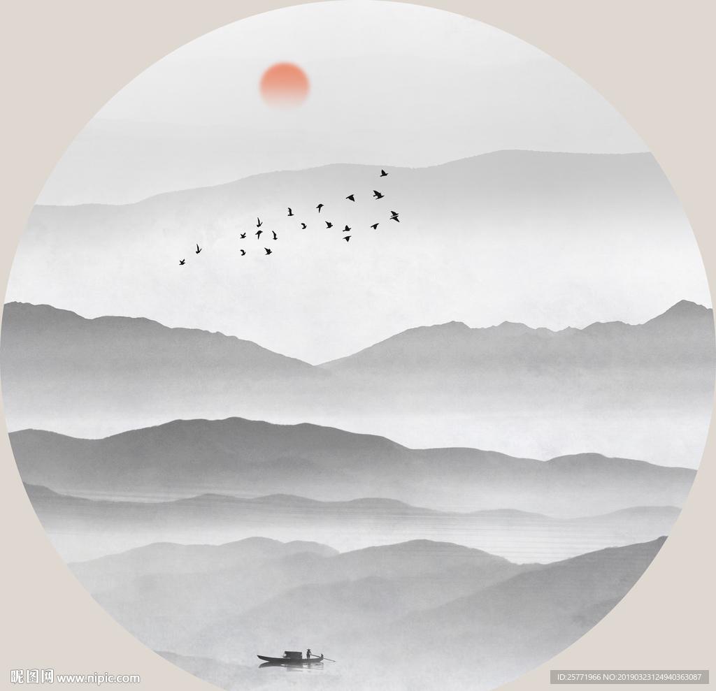 新中式山水壁画