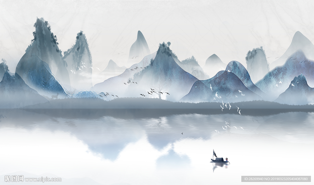 水墨山