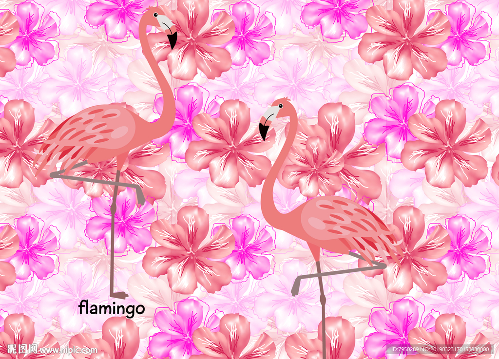 粉红色火烈鸟背景墙