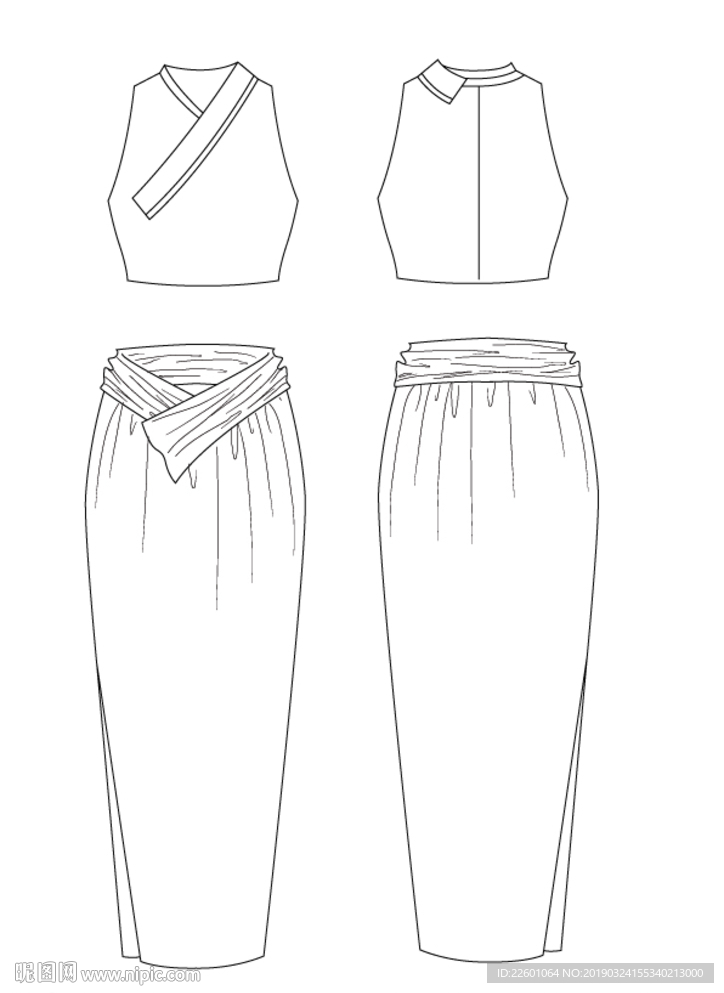 创意女装短裙套裙设计模板