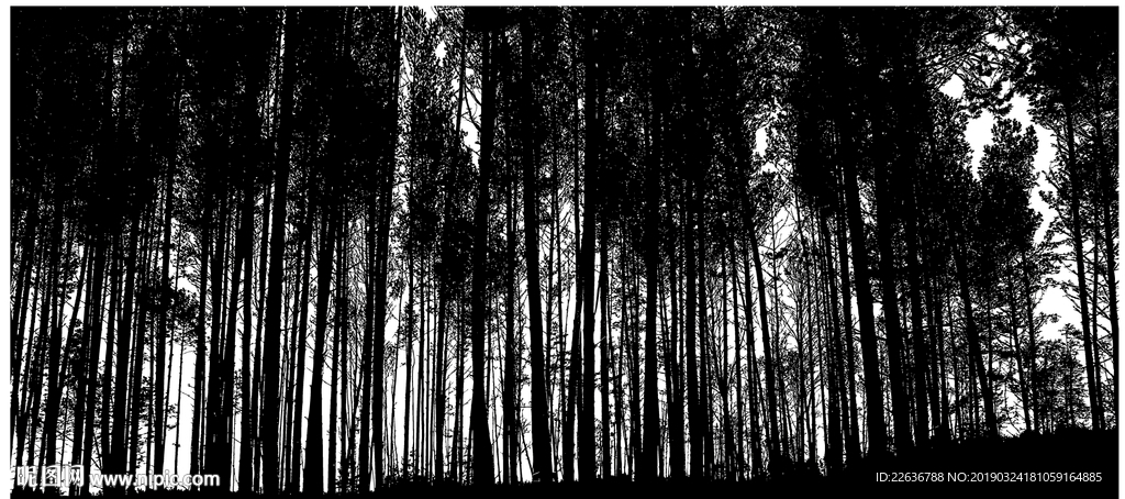 AI制作矢量森林树木植物群