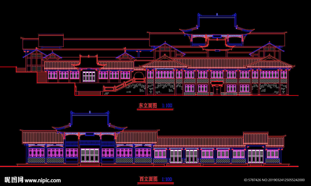 仿古茶楼建筑图纸