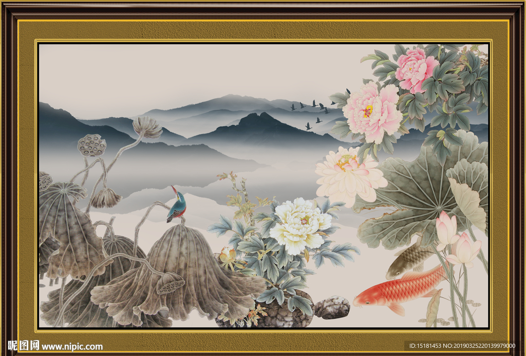 中国画荷花