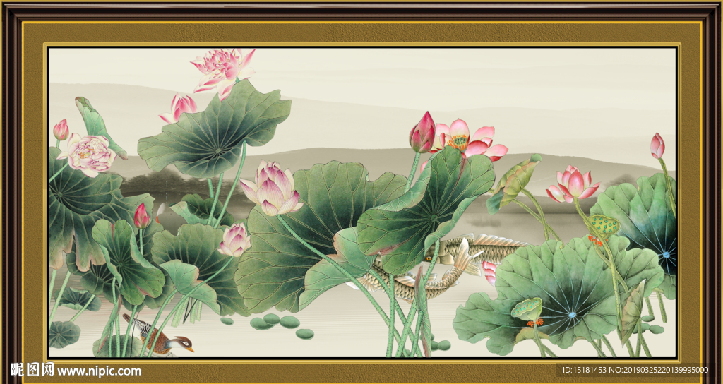 中国画荷花