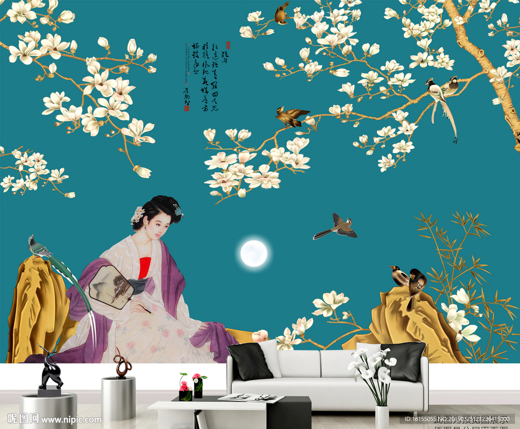 花鸟写意画 墙壁画