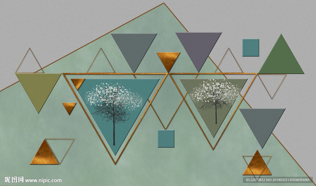 个性色块线条现代北欧背景墙