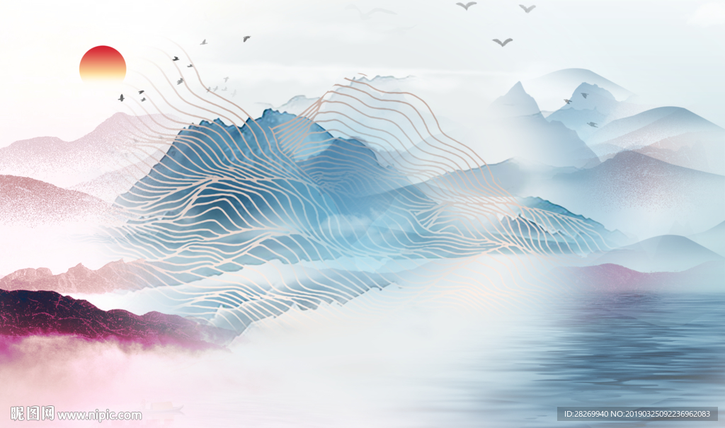 新中式装饰画 圆框画 新中式