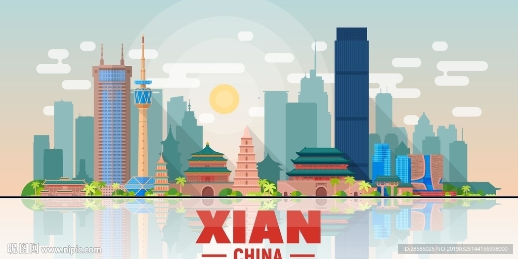 西安标致建筑矢量图