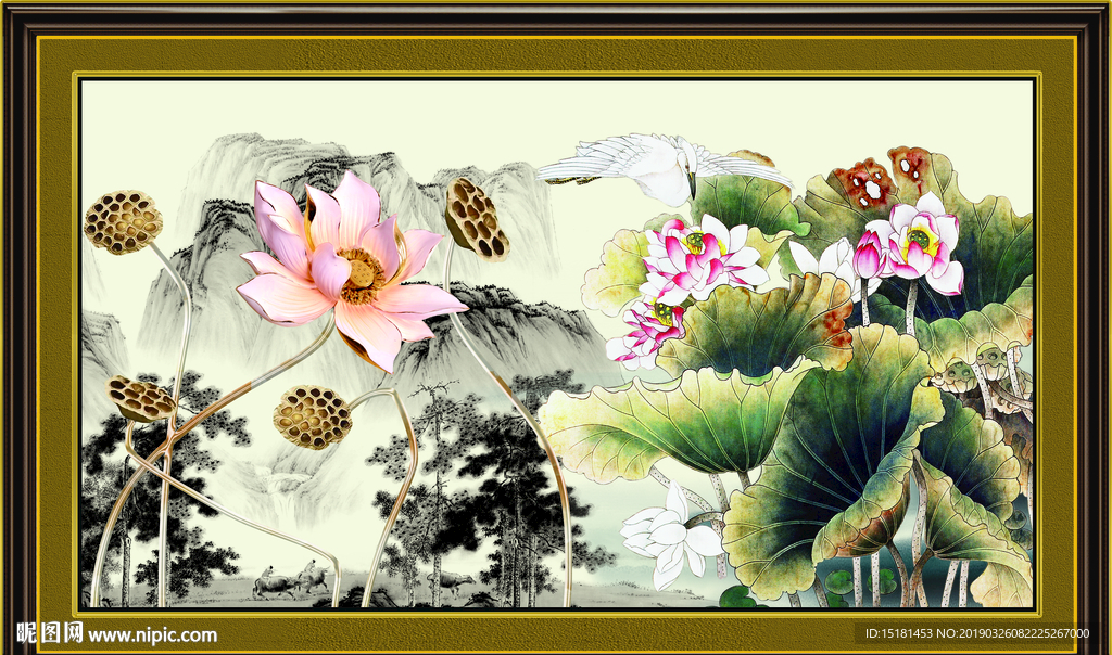 中国画荷花