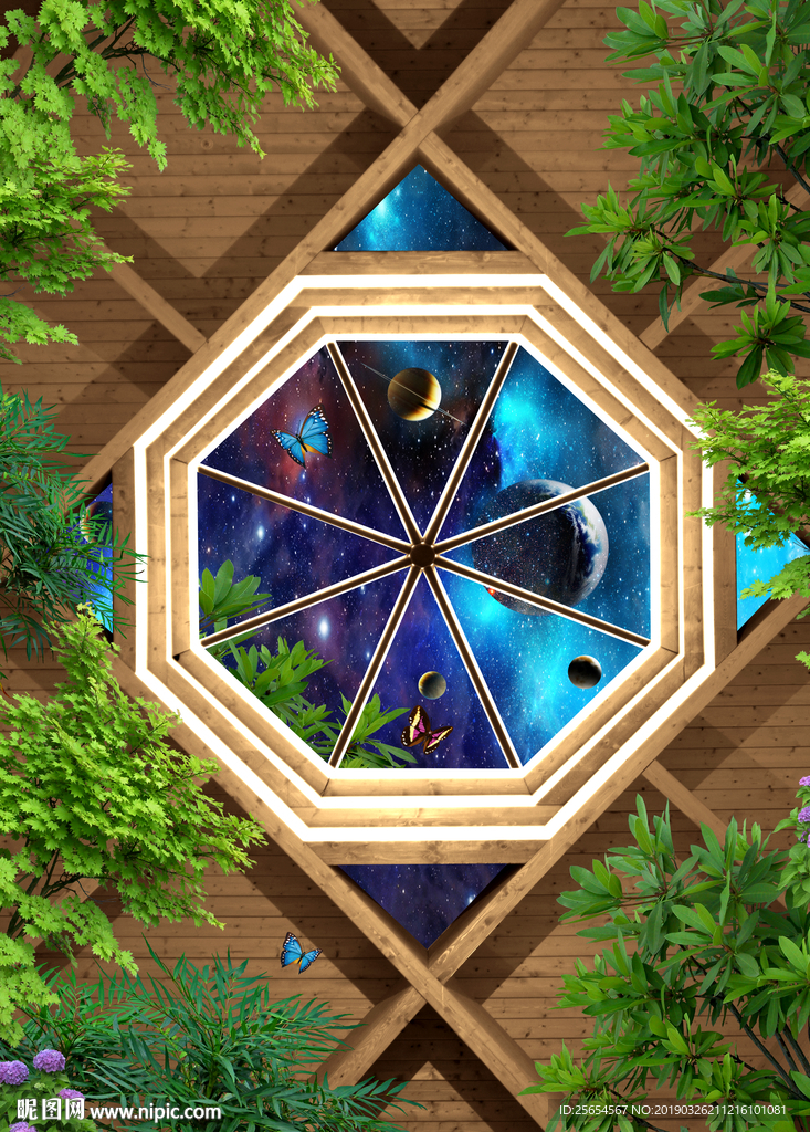 银河宇宙天顶壁画