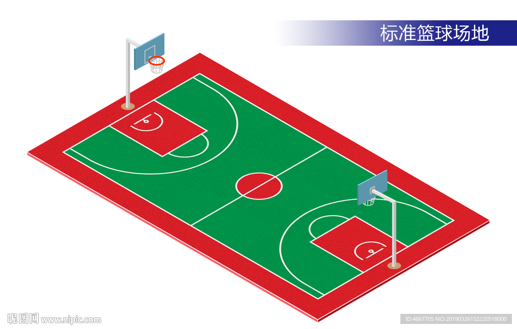 标准篮球场效果图