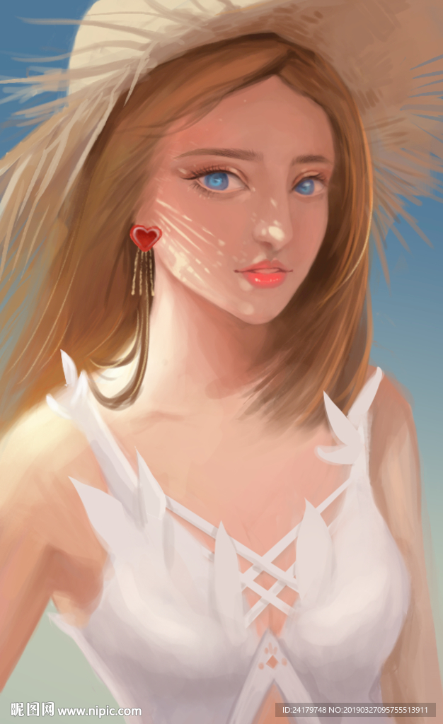 手绘阳光美女厚涂