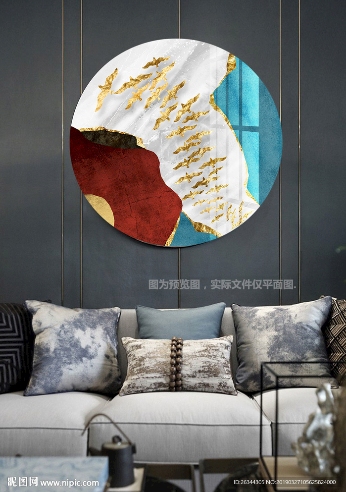 轻奢新中式飞鸟晶瓷画装饰画