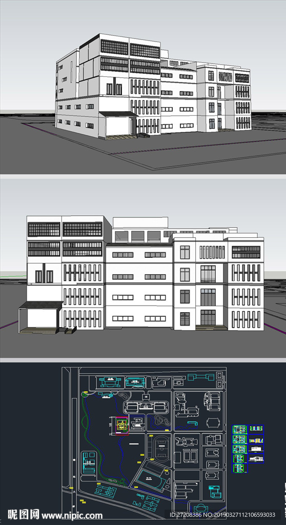 博物展馆草图SU模型含CAD