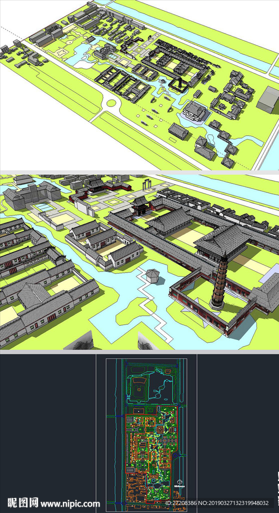 古建商业街建筑草图大师SU模型