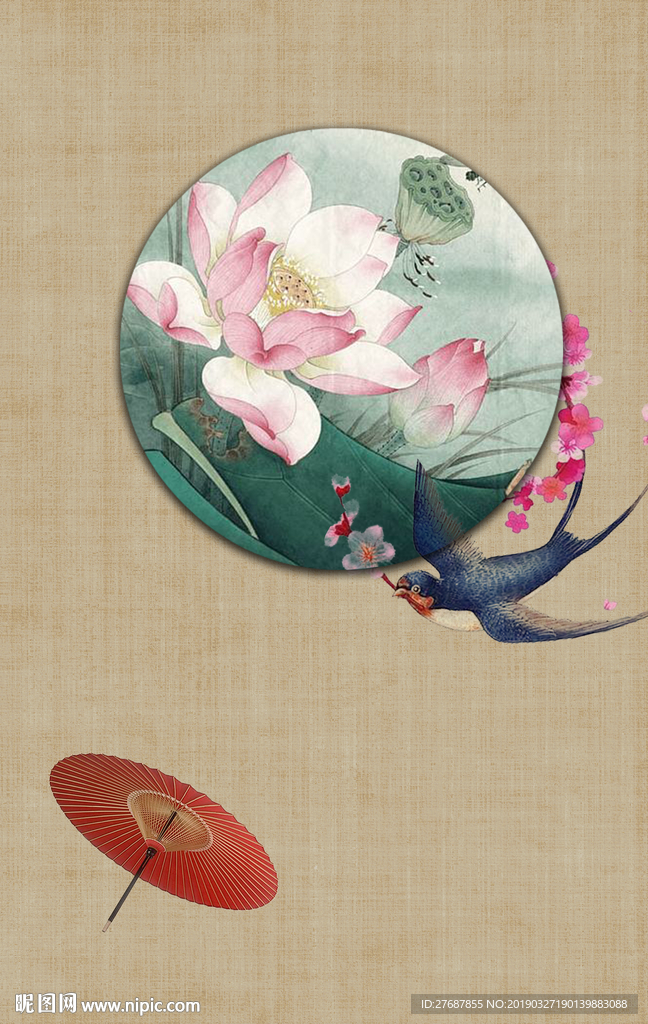 中国风荷花背景