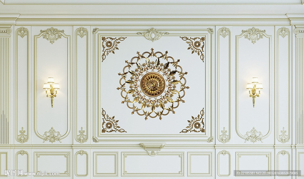 欧式石膏装饰格子电视背景墙